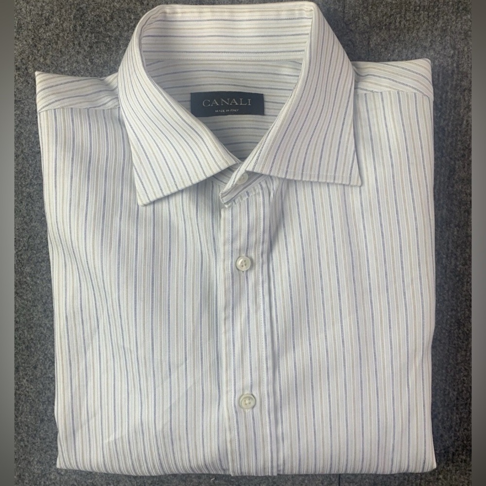 Canali Mens Italy  100% Cotton Long Sleeve French Cuff Dress Shirt Size 41-16